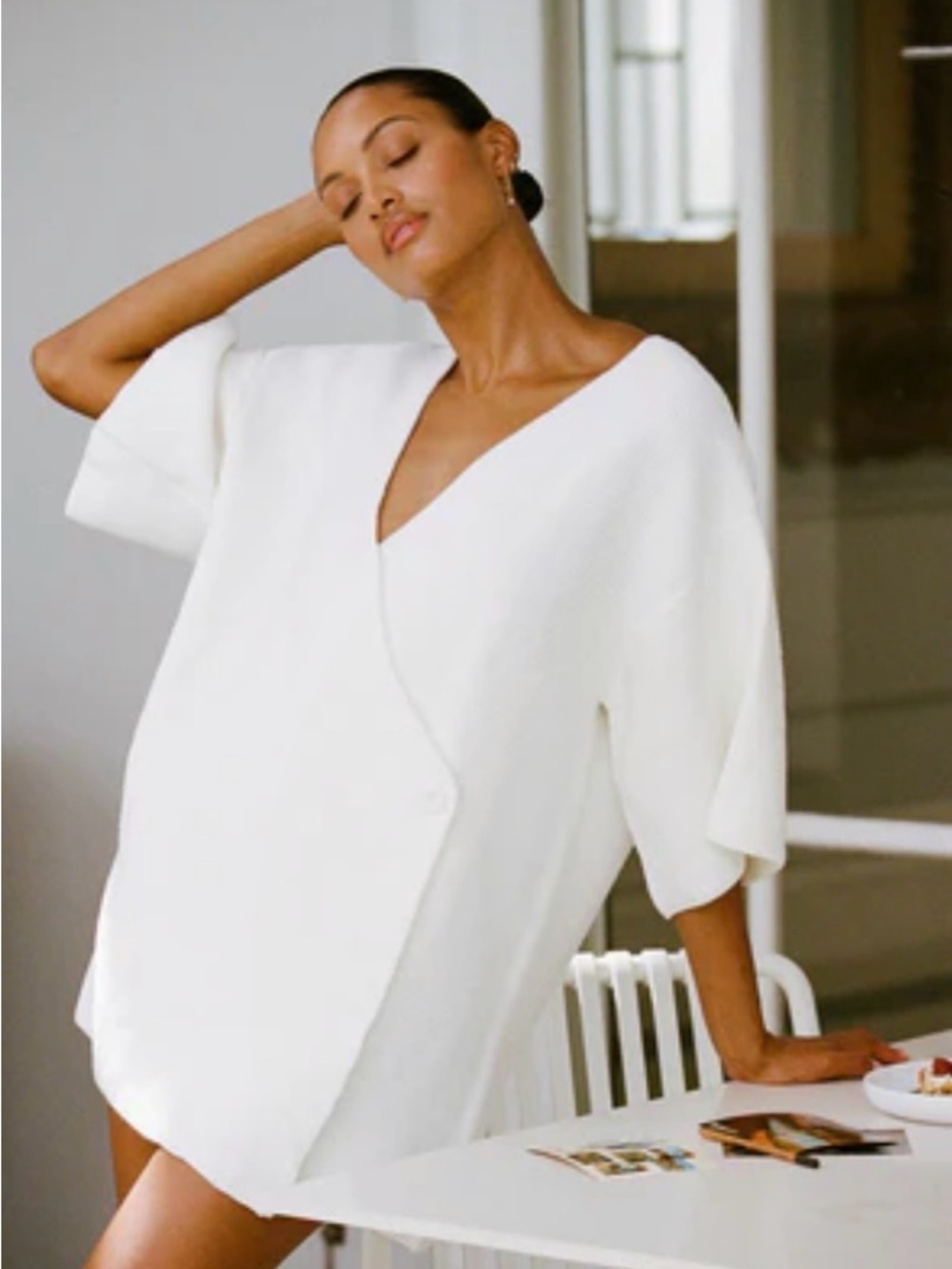 SABO SKIRT Jesse Wrap Dress —  White V-Neck Oversized Tunic